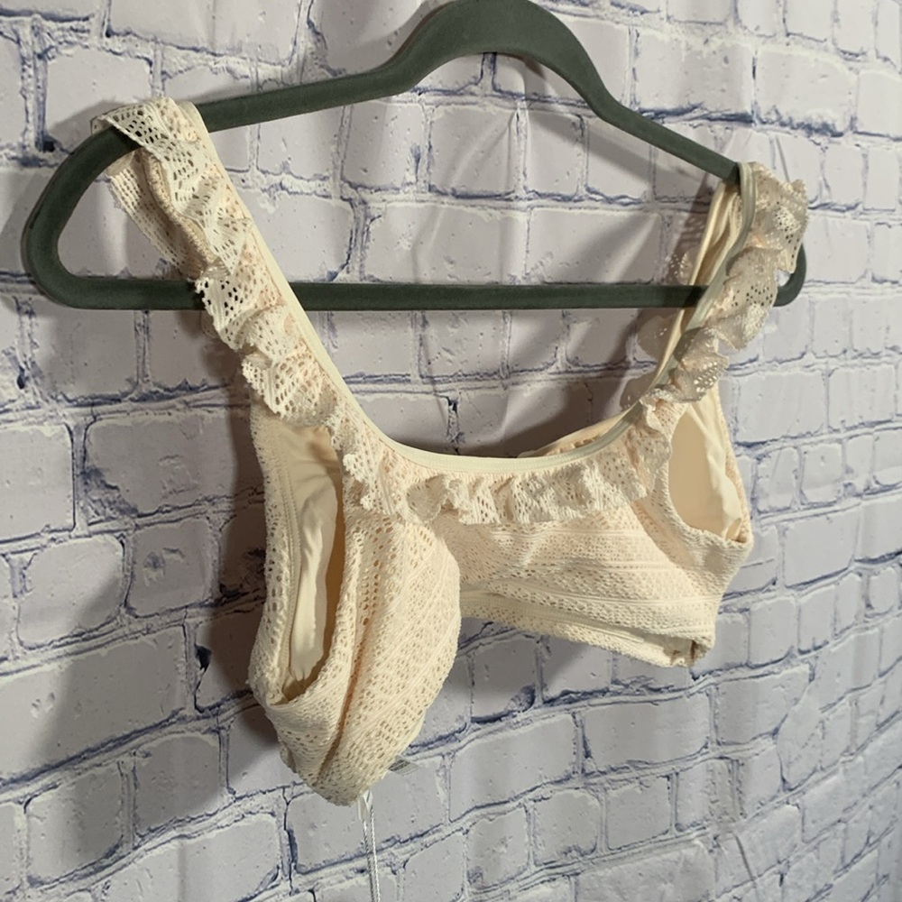Andie Swim Women Hydra Bikini Top Cream Crochet Ruffle Boho Festival Beach M NWT - Picture 5 of 7